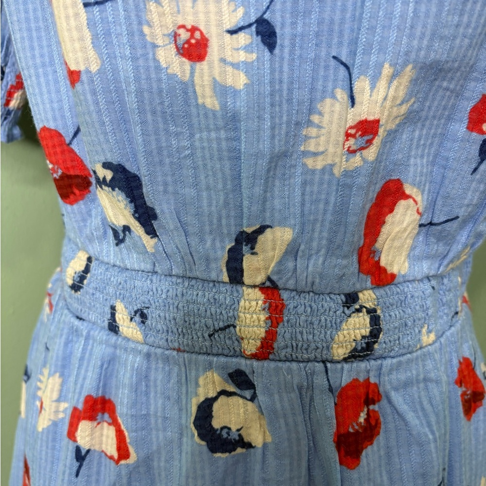 LOFT Light Blue Floral Belted Mini Dress - Picture 3 of 8